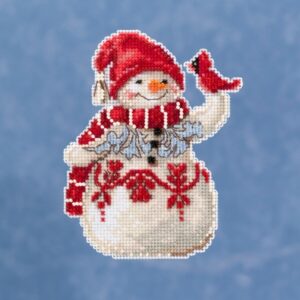 Snowman with Cardinal